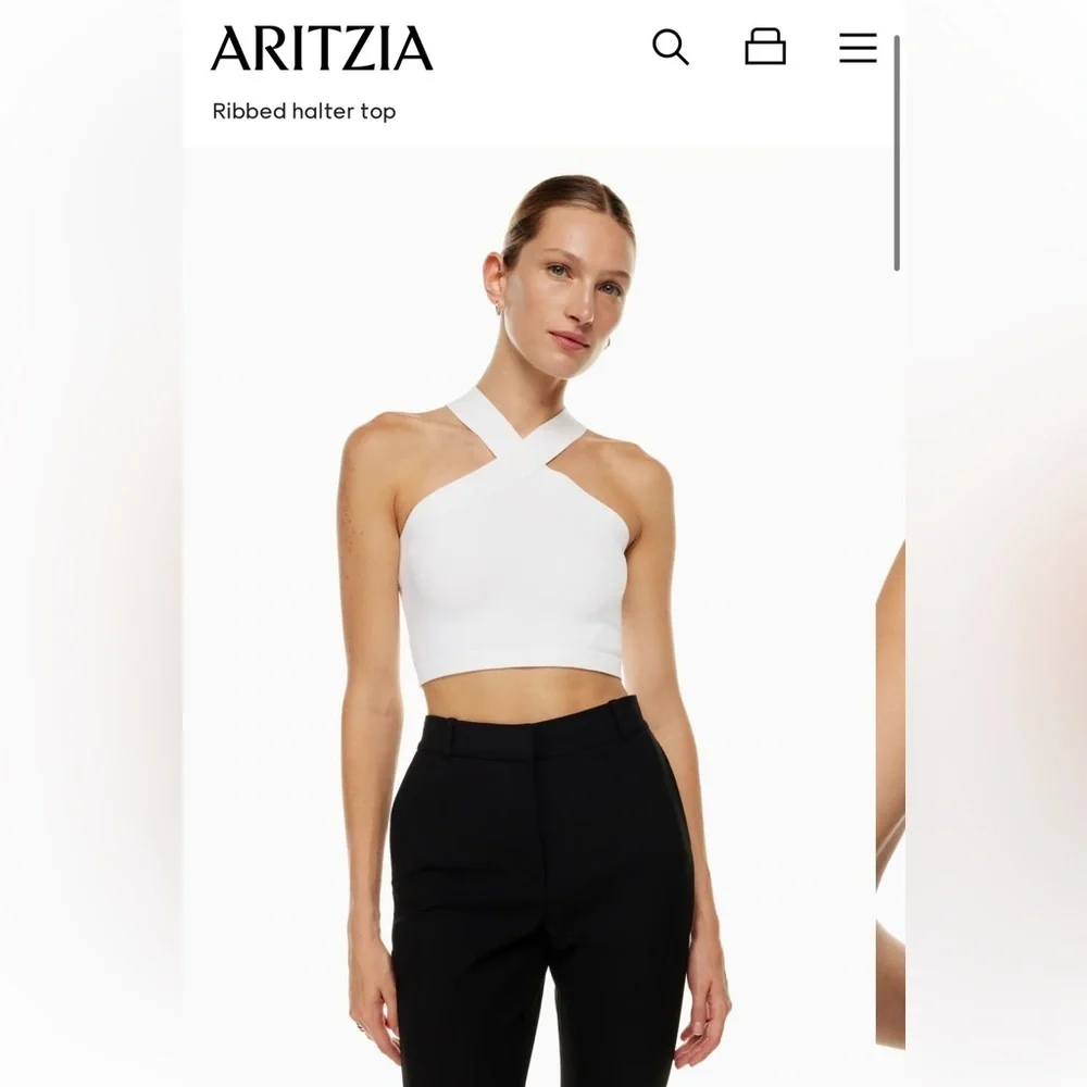 Aritzia Babaton Sculpt Knit Criss Cross Cropped Tank Size XS - Picture 5 of 8